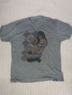 Gray Crewneck T-Shirt with Subtle Interior Graphic
